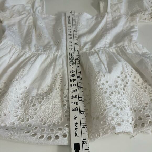 Walter‎ Baker Top Eyelet Blouse White Puff Sleeve Empire Waist Size S - Picture 9 of 10
